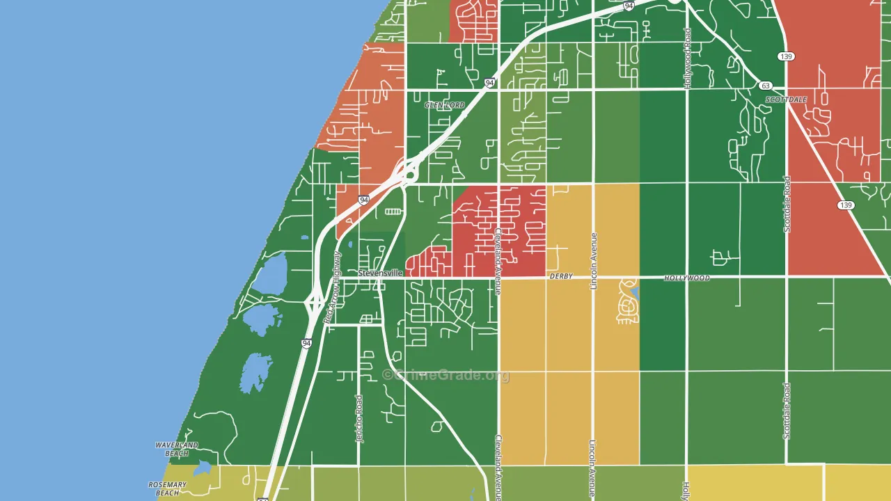 Stevensville, MI Map of Murder Rates