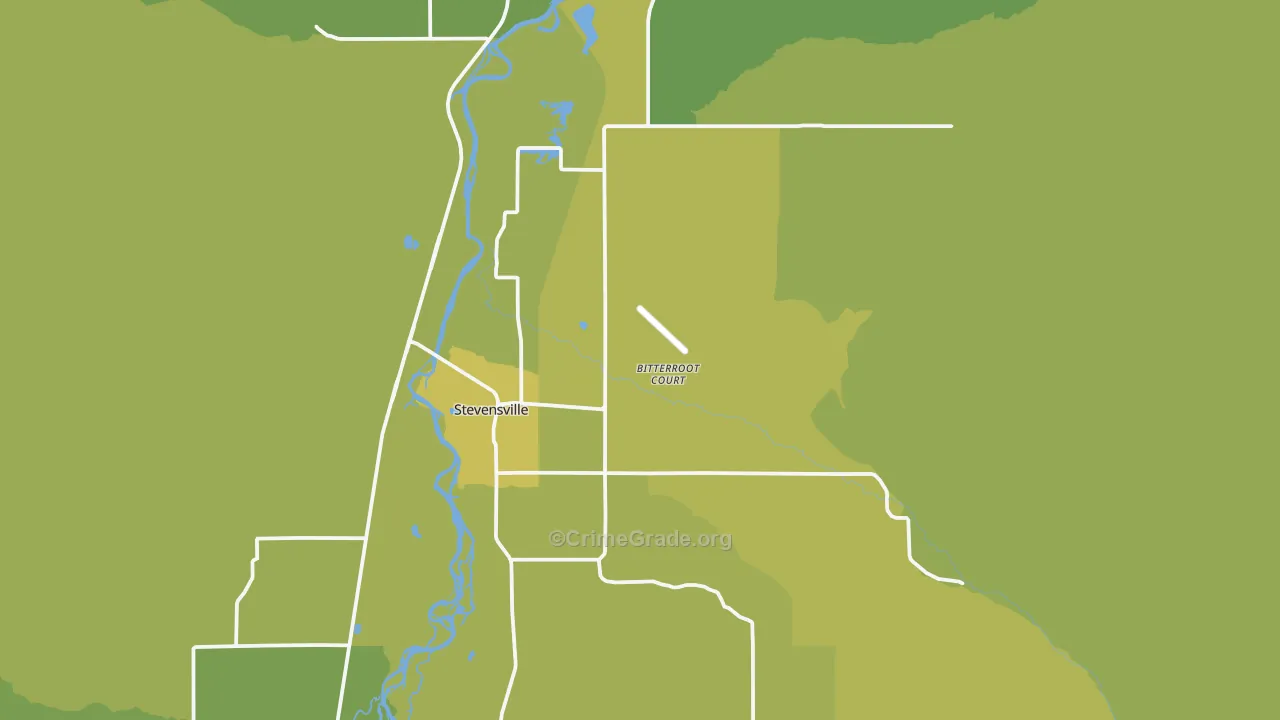 Stevensville, MT Map of Murder Rates