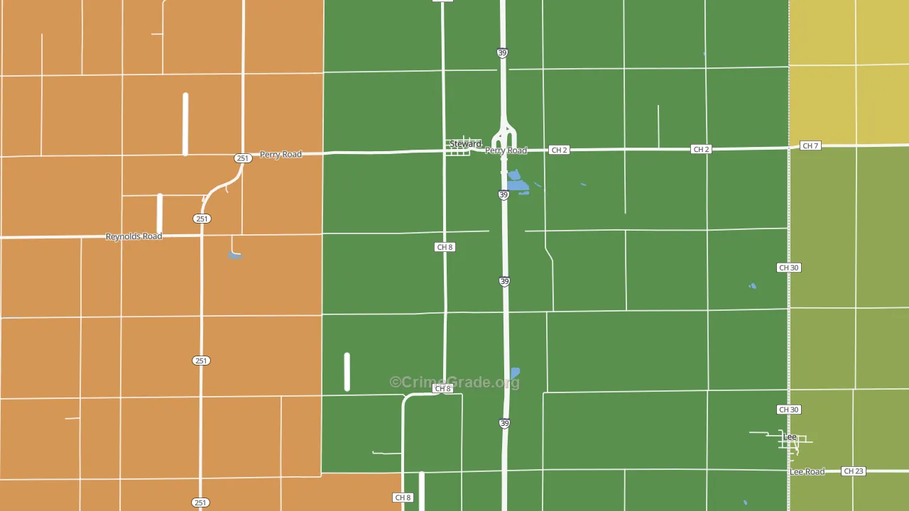 Steward, IL Map of Murder Rates