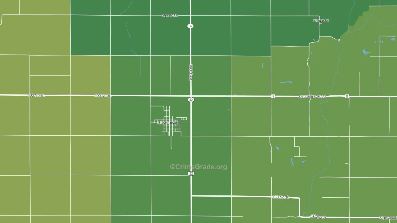 Stewardson, IL Map of Murder Rates