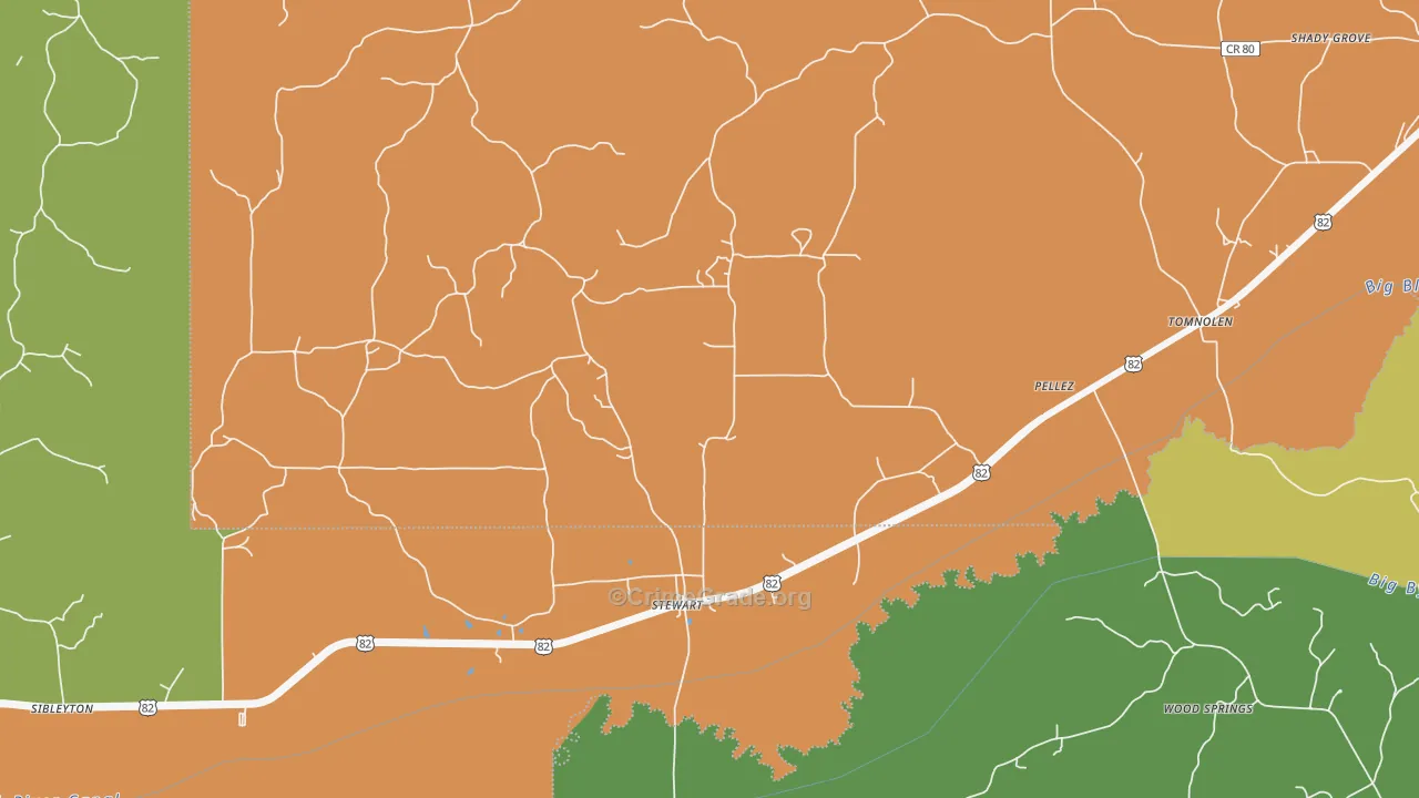 Stewart, MS Map of Murder Rates