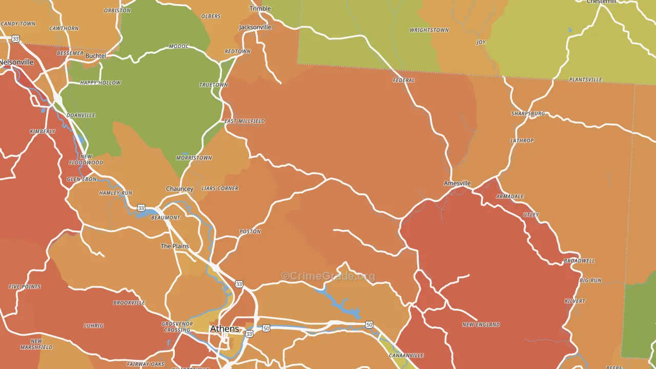 Stewart, OH Map of Murder Rates