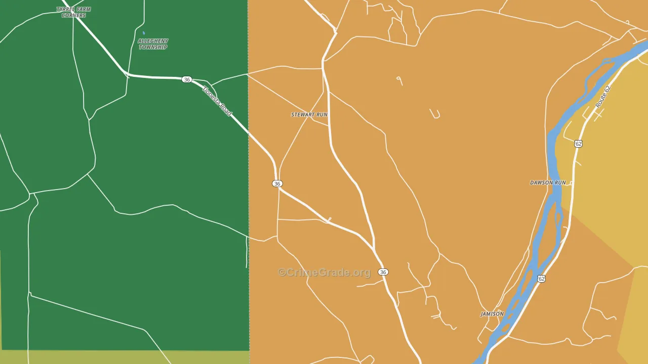 Stewart Run, PA Map of Murder Rates