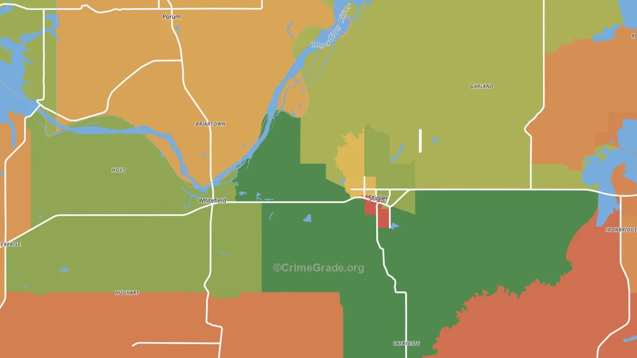 Stigler, OK Map of Murder Rates