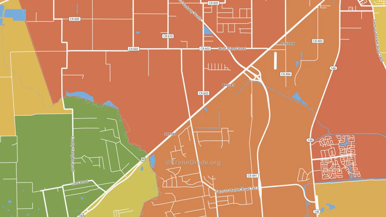 Stilson, TX Map of Murder Rates