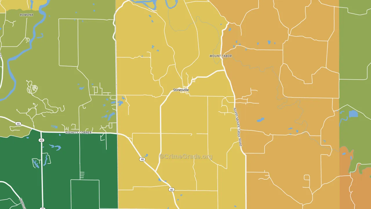 Stinesville, IN Map of Murder Rates