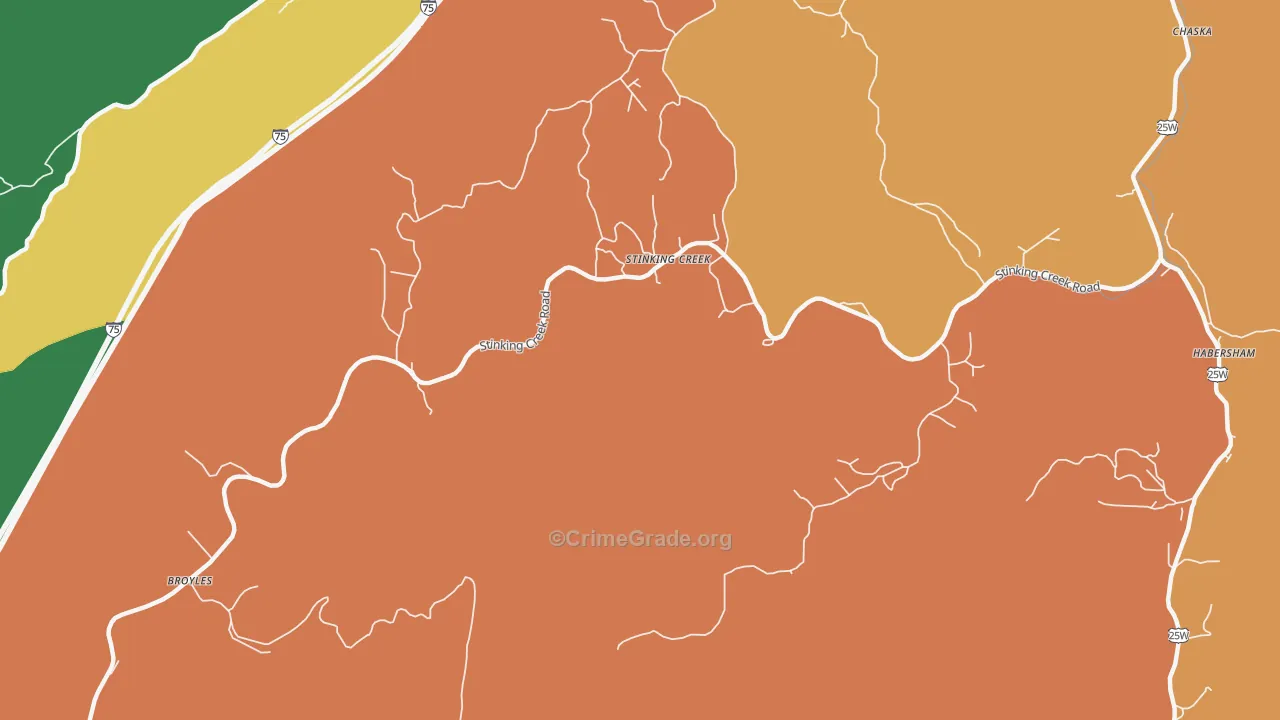 Stinking Creek, TN Map of Murder Rates