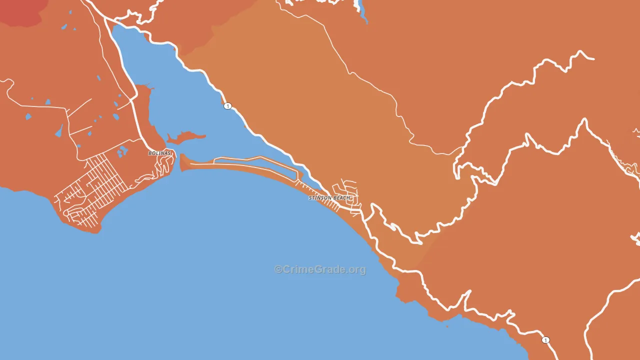 Stinson Beach, CA Map of Murder Rates
