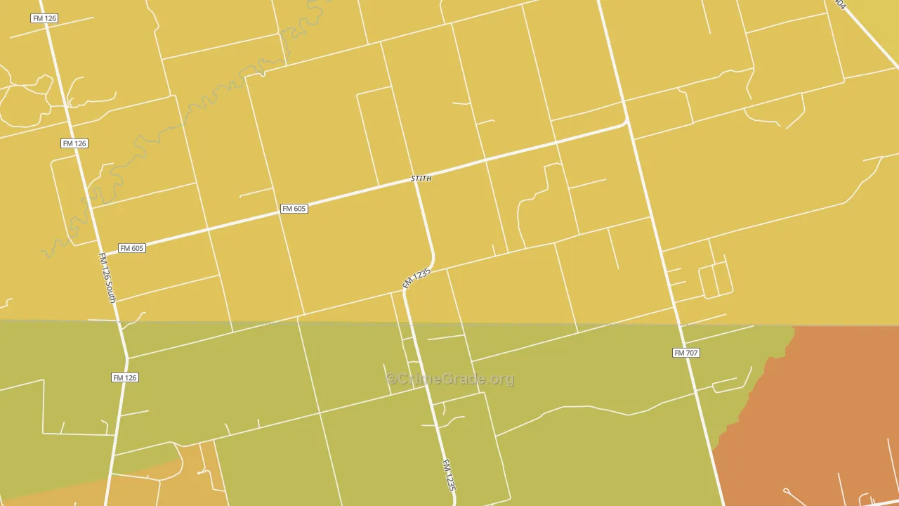 Stith, TX Map of Murder Rates