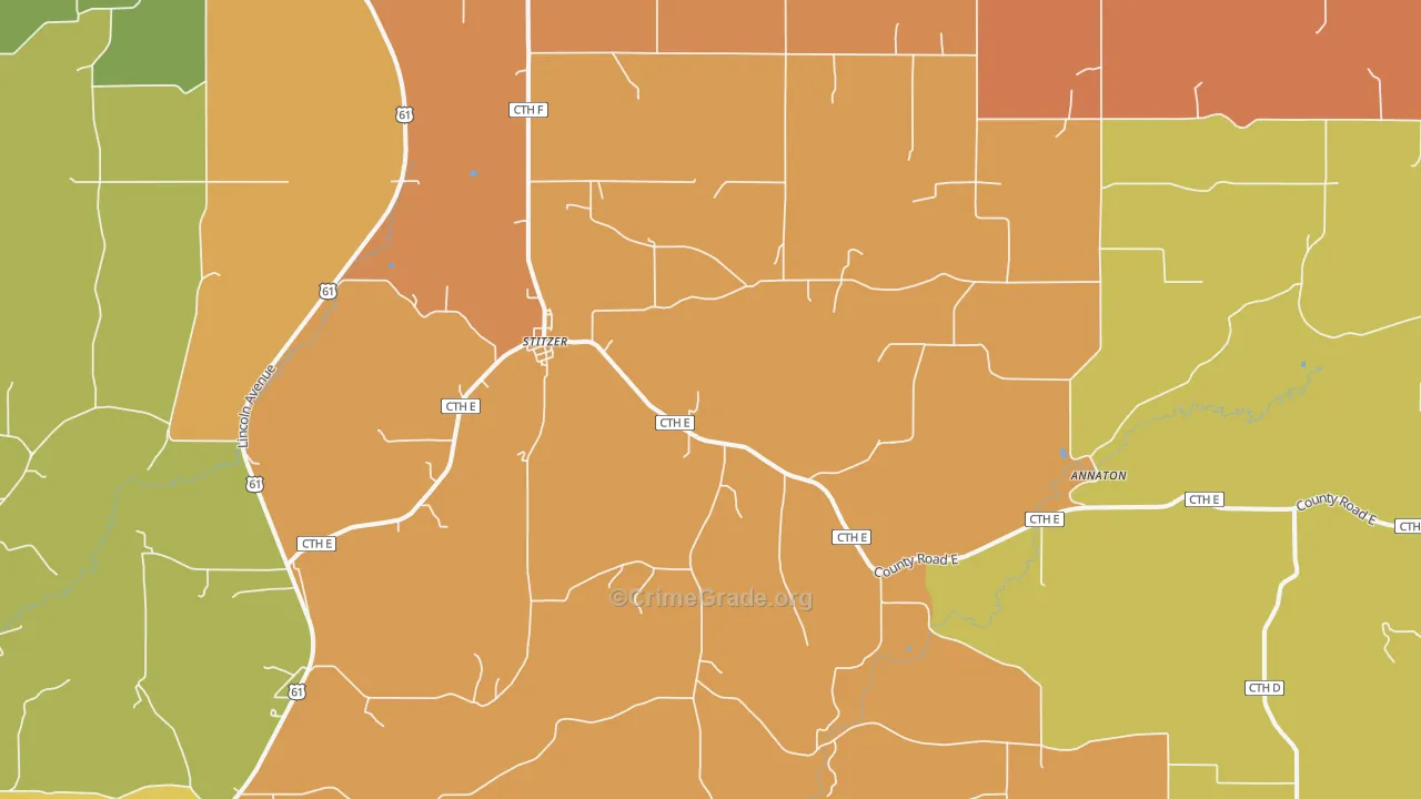 Stitzer, WI Map of Murder Rates