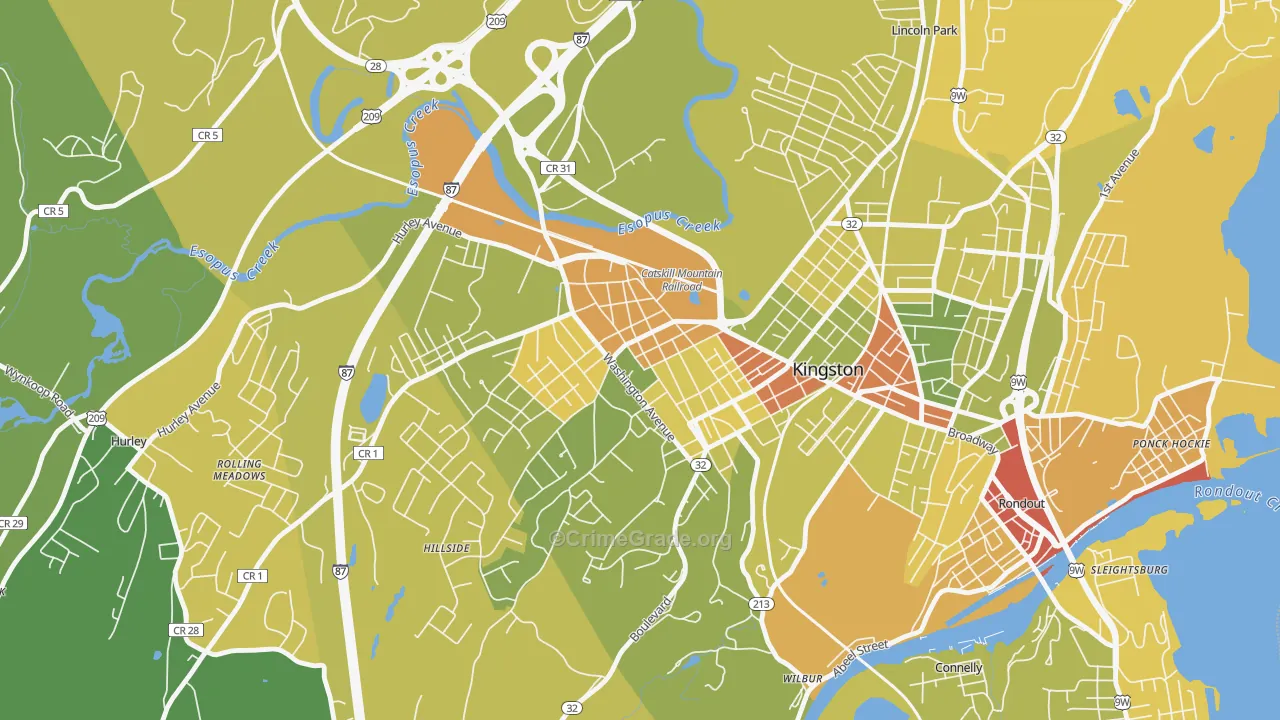 Stockade District, Kingston, NY Map of Murder Rates