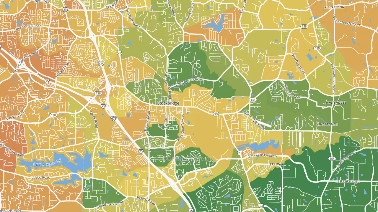 Stockbridge, GA Map of Murder Rates