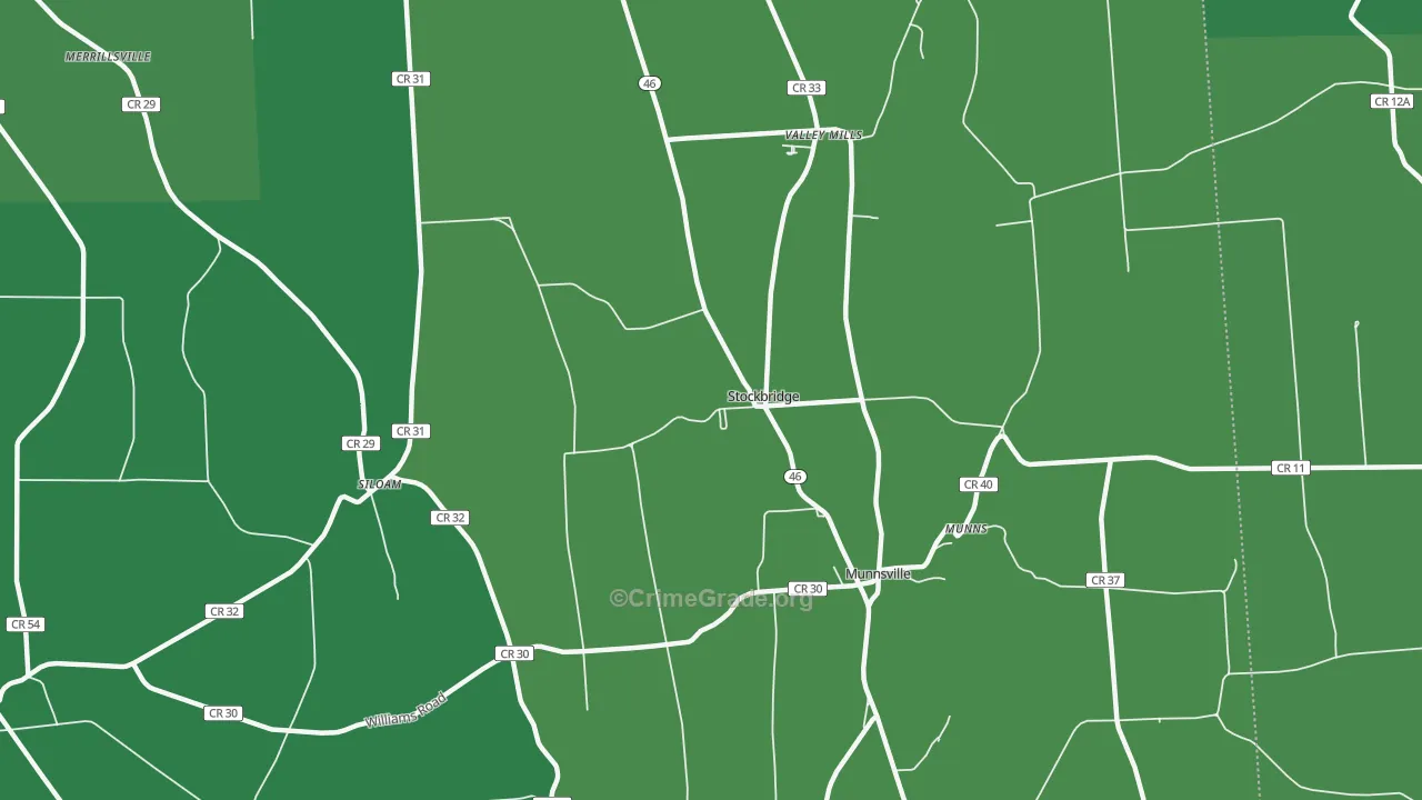 Stockbridge, NY Map of Murder Rates