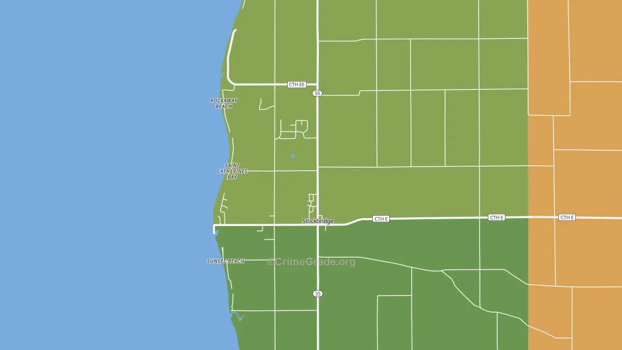 Stockbridge, WI Map of Murder Rates