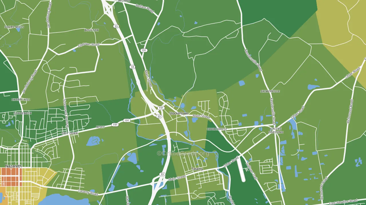 Stockertown, PA Map of Murder Rates