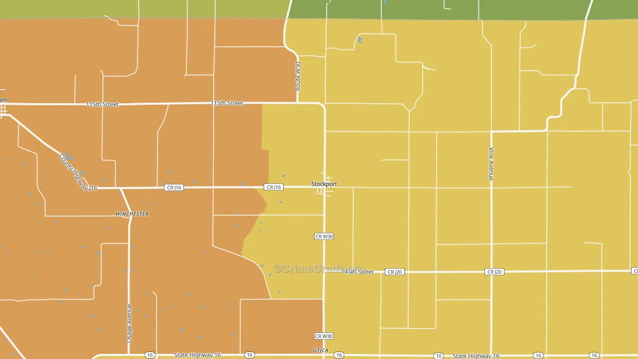 Stockport, IA Map of Murder Rates