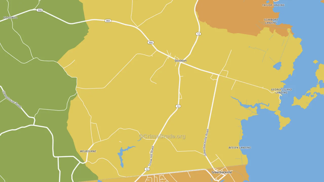 Stockton, MD Map of Murder Rates