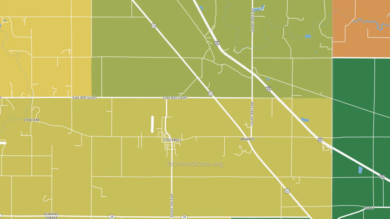 Stockwell, IN Map of Murder Rates