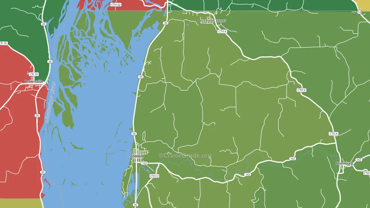 Stoddard, WI Map of Murder Rates