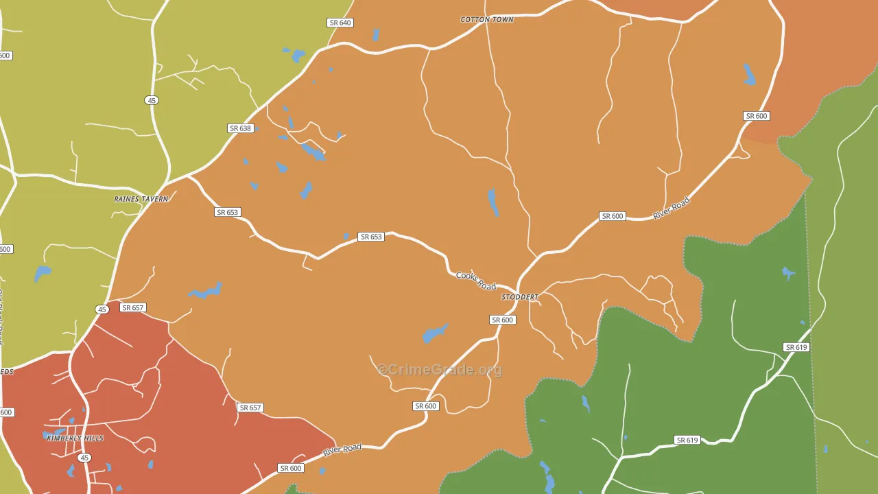 Stoddert, VA Map of Murder Rates