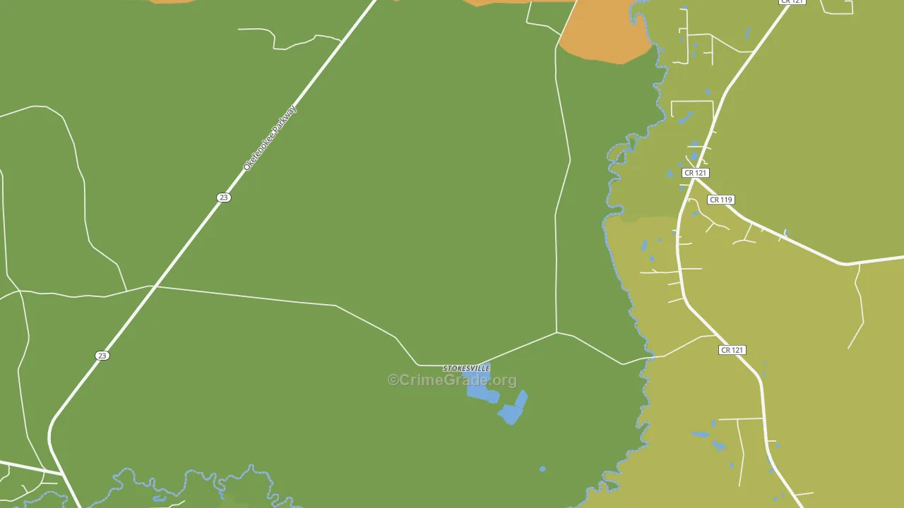 Stokesville, GA Map of Murder Rates