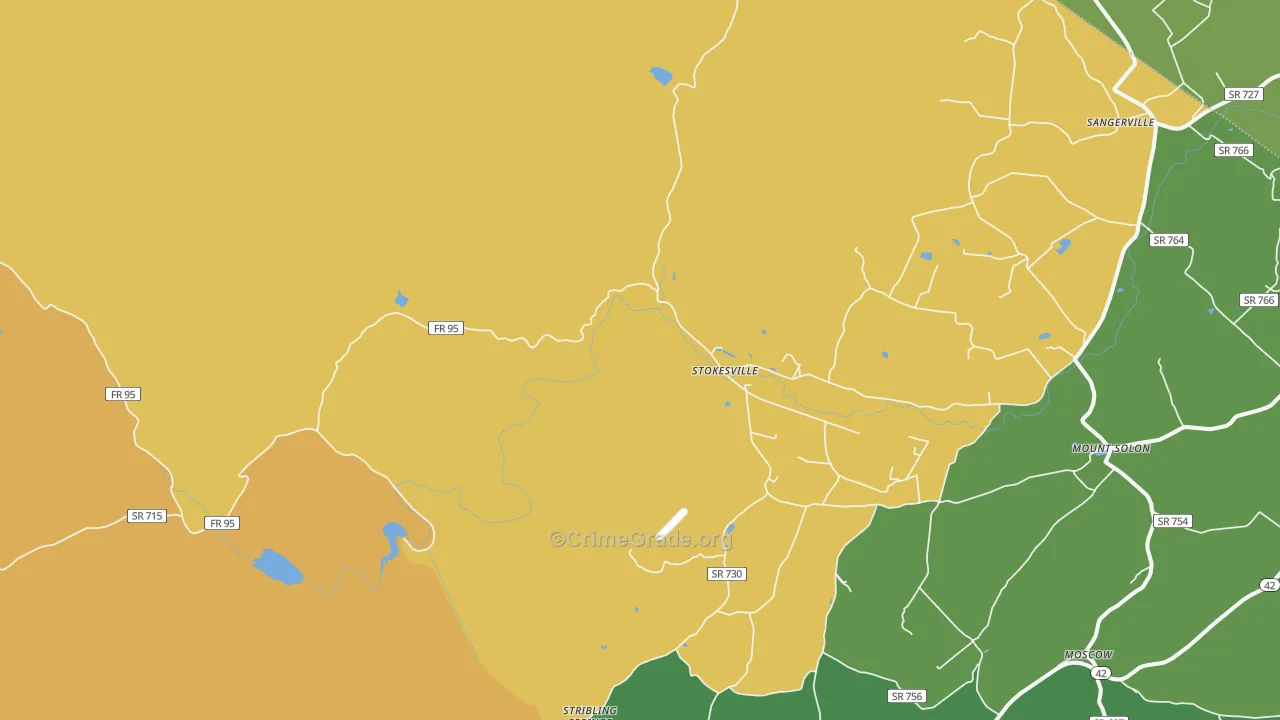 Stokesville, VA Map of Murder Rates