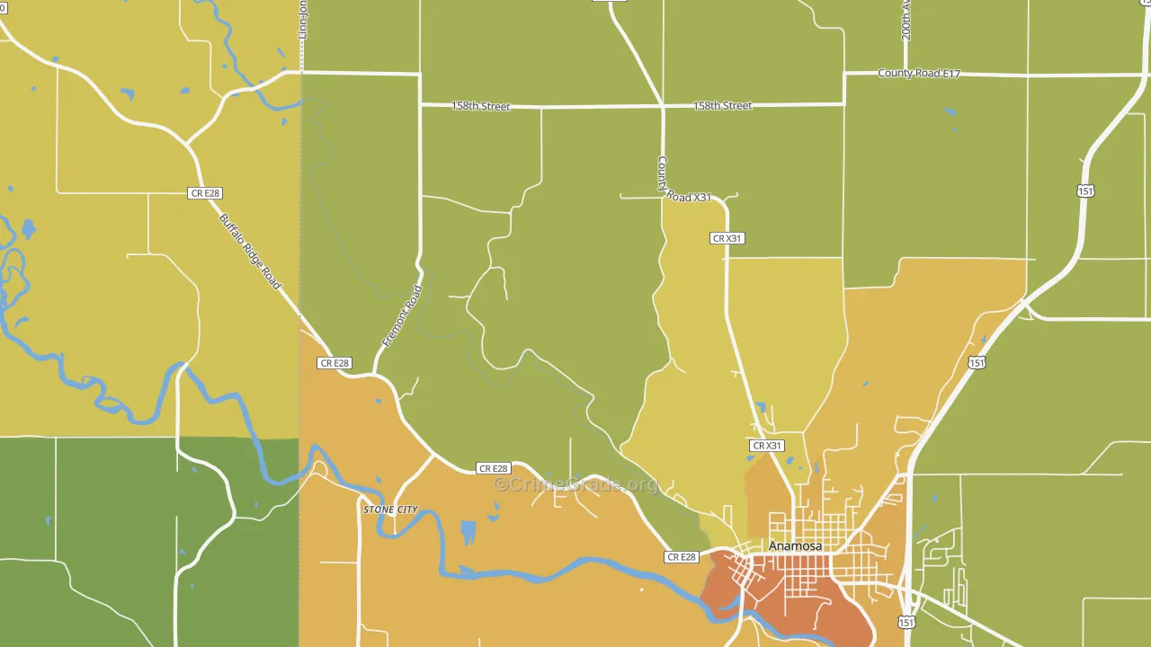 Stone City, IA Map of Murder Rates