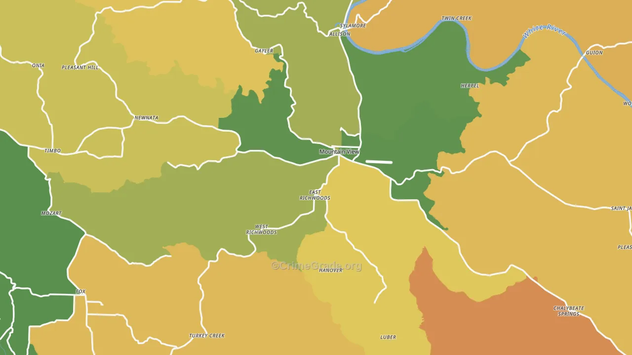 Stone County, AR Map of Murder Rates