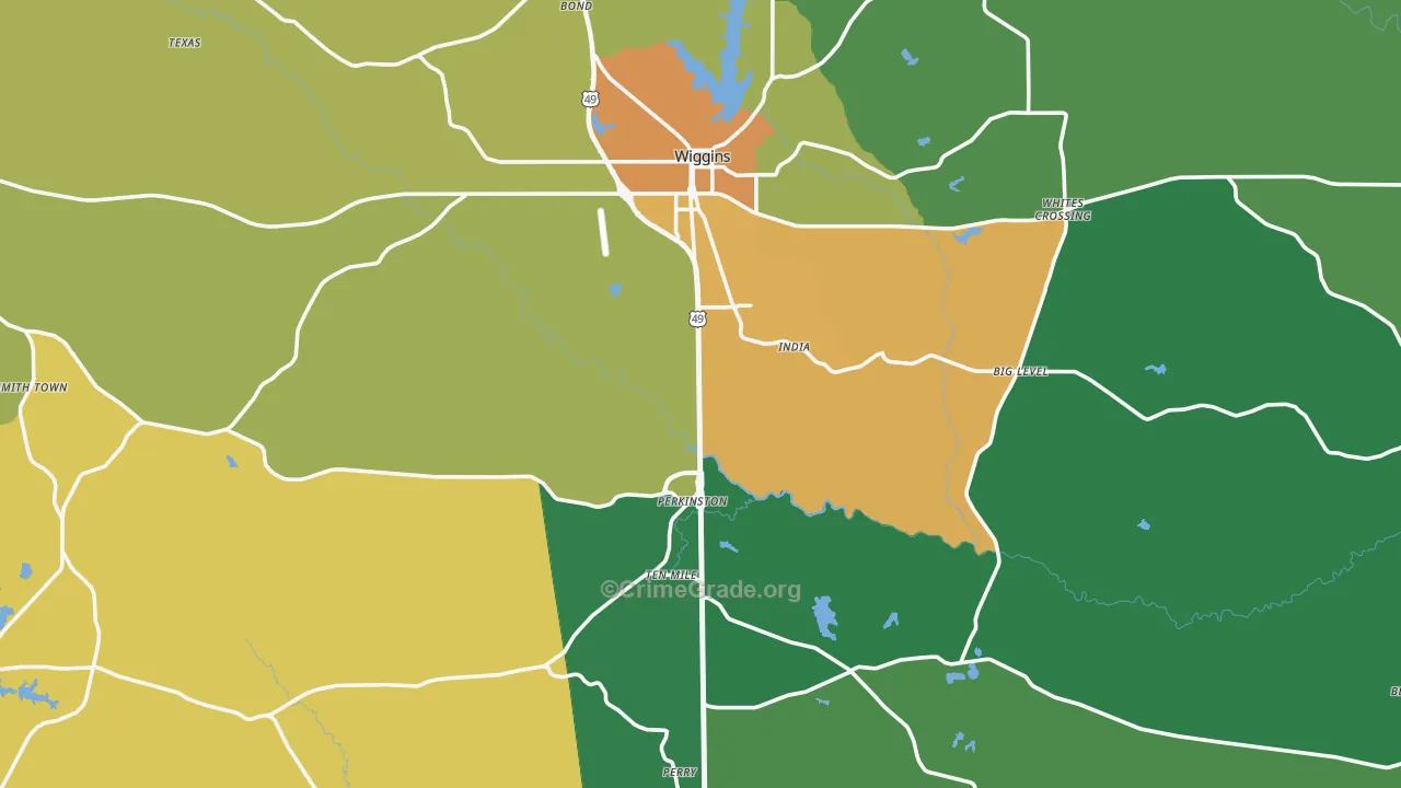 Stone County, MS Map of Murder Rates
