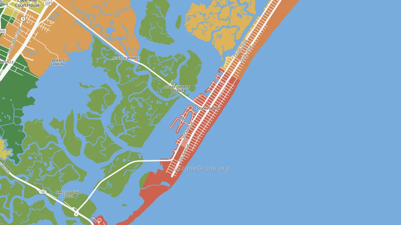Stone Harbor, NJ Map of Murder Rates