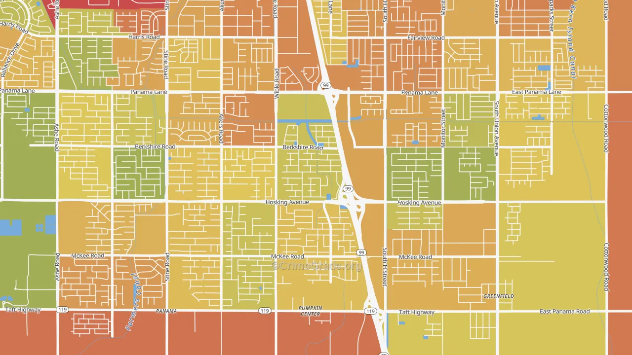 Stone Meadows, Bakersfield, CA Map of Murder Rates