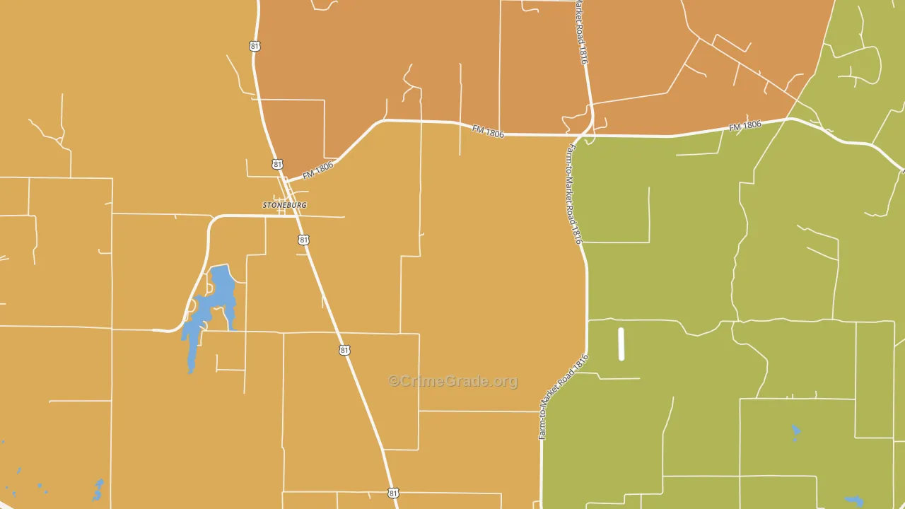 Stoneburg, TX Map of Murder Rates