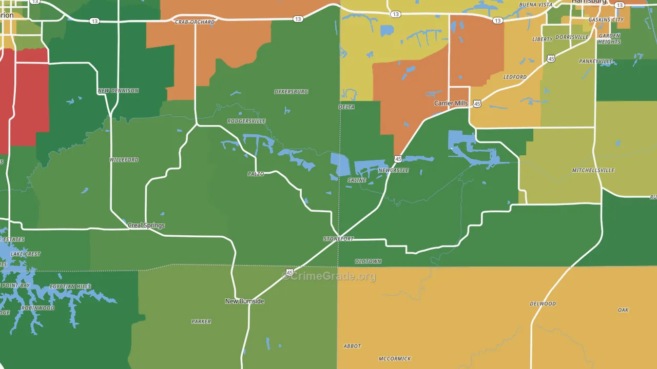Stonefort, IL Map of Murder Rates