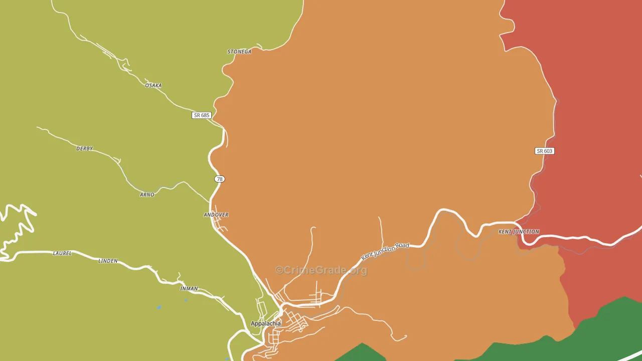 Stonega, VA Map of Murder Rates