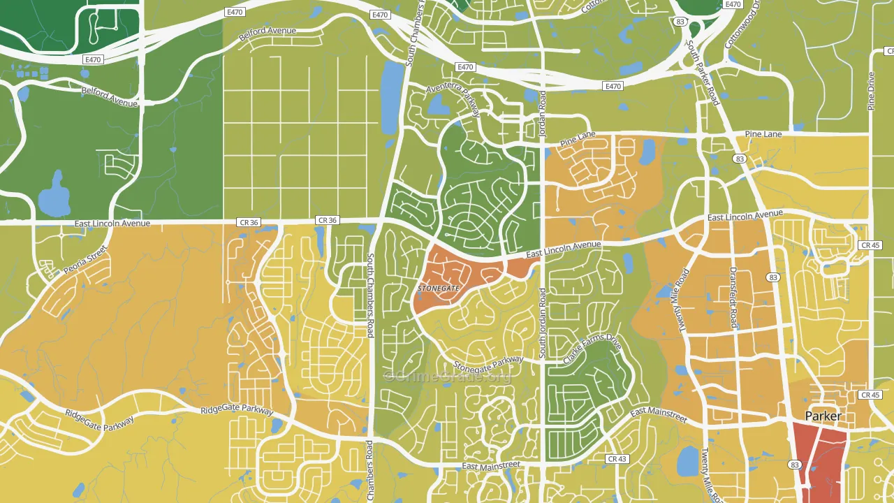 Stonegate, CO Map of Murder Rates