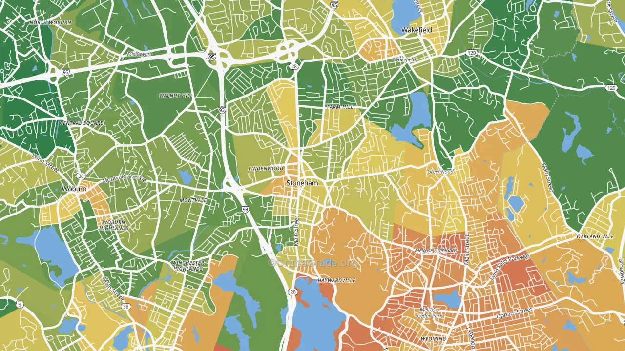 Stoneham, MA Map of Murder Rates
