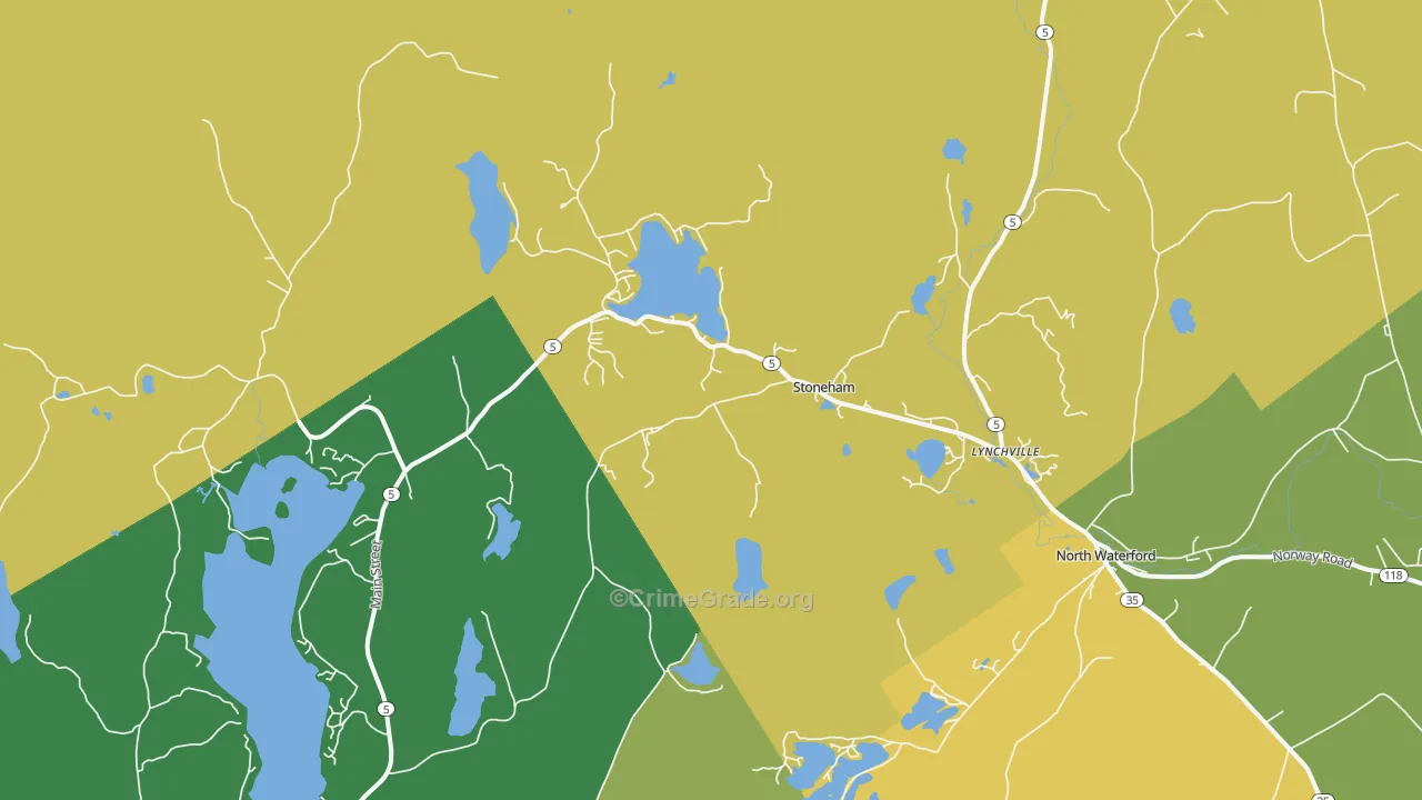 Stoneham, ME Map of Murder Rates