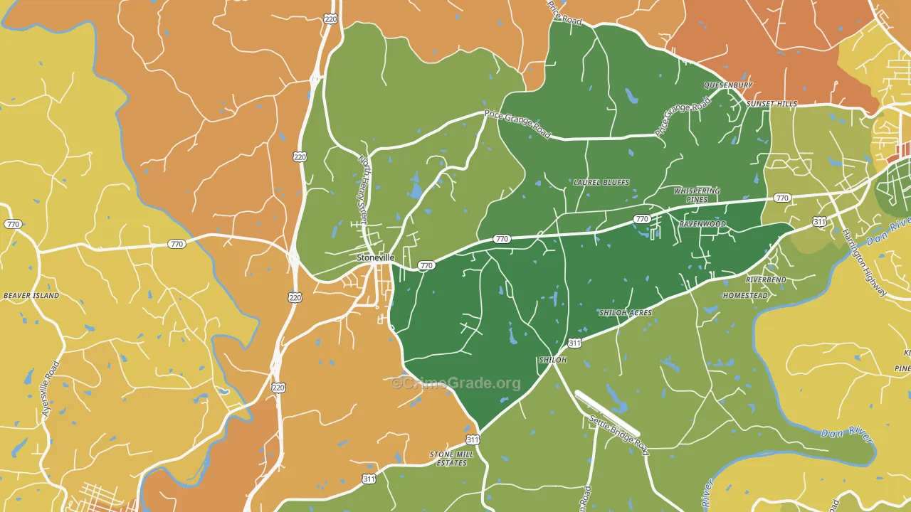 Stoneville, NC Map of Murder Rates