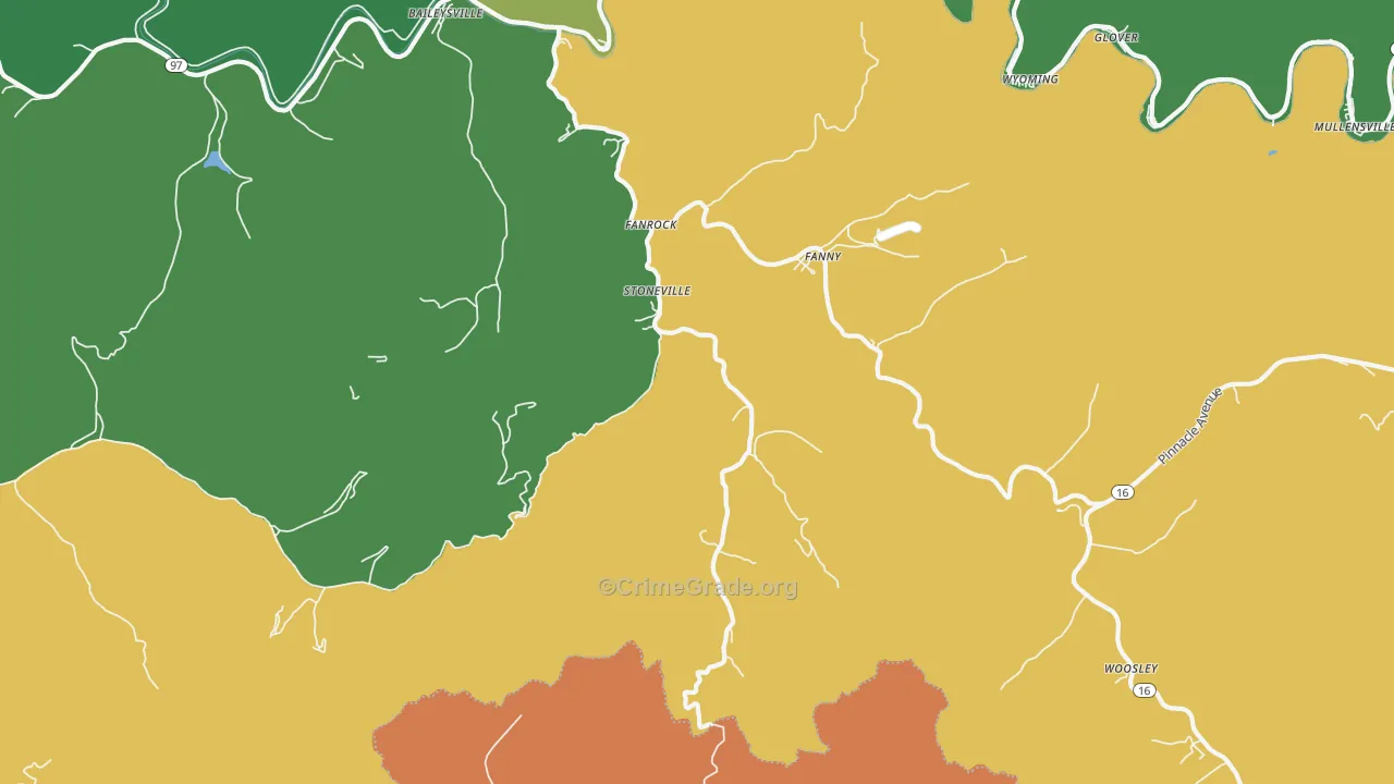 Stoneville, WV Map of Murder Rates