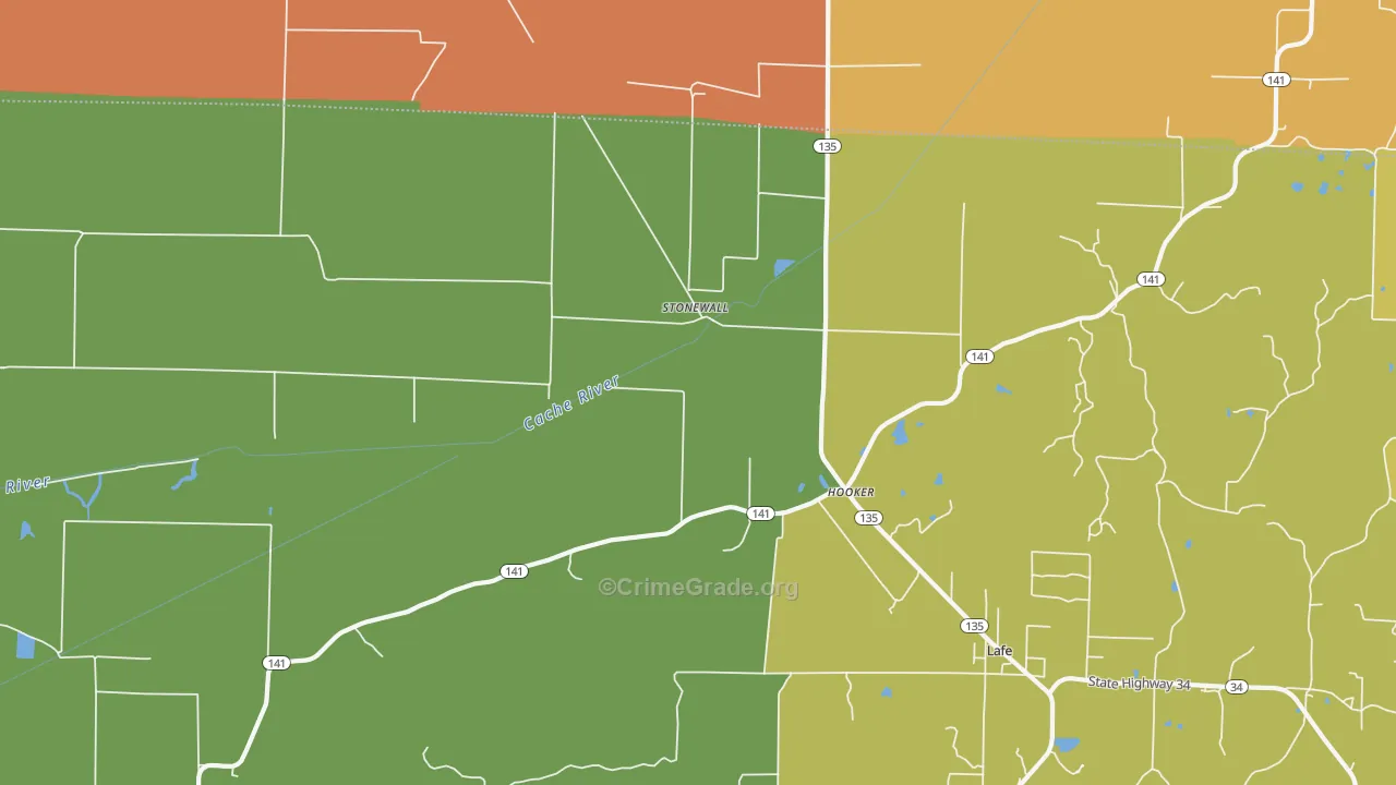 Stonewall, AR Map of Murder Rates