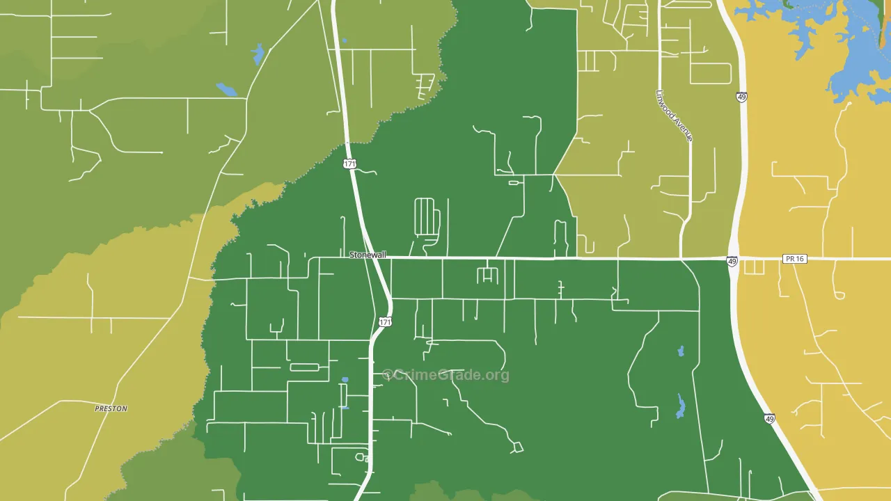 Stonewall, LA Map of Murder Rates