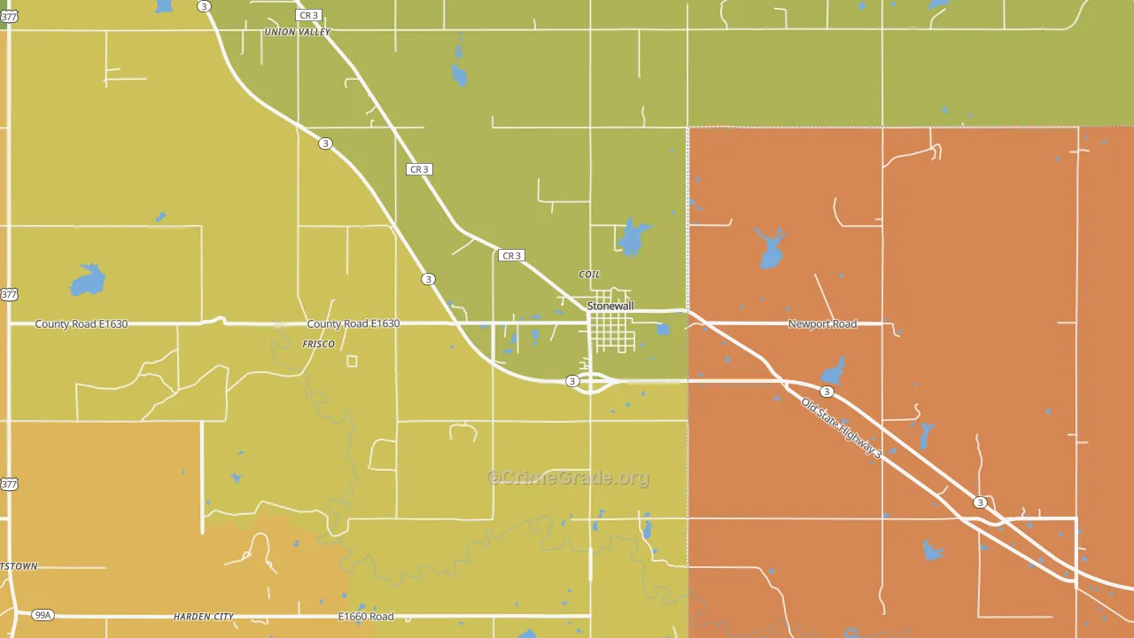 Stonewall, OK Map of Murder Rates