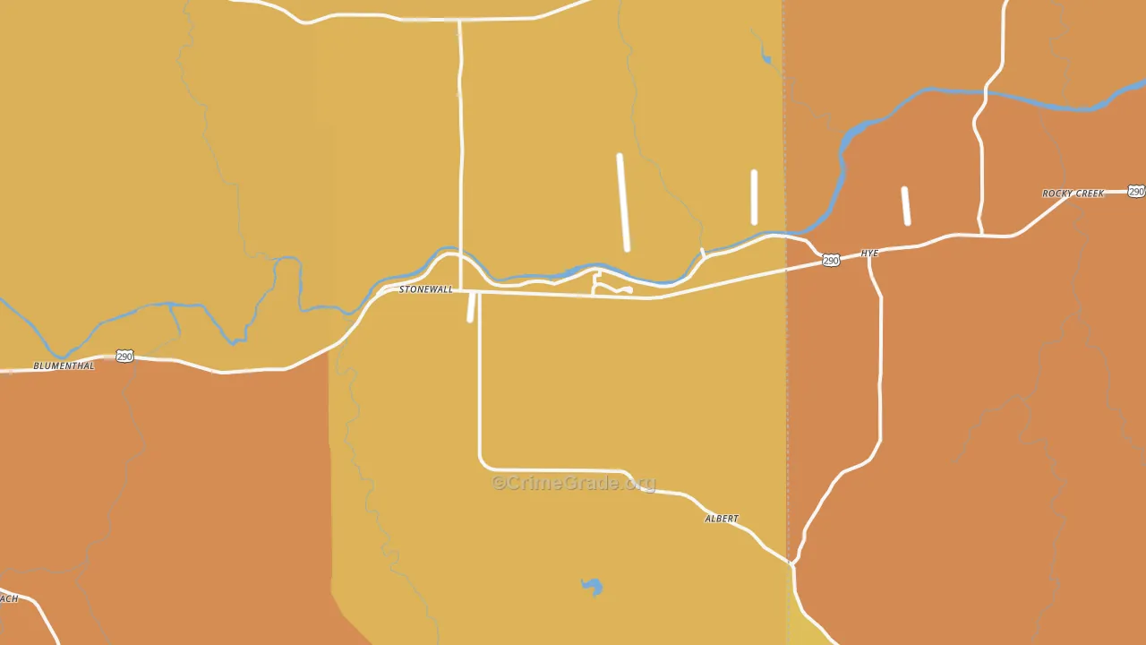 Stonewall, TX Map of Murder Rates
