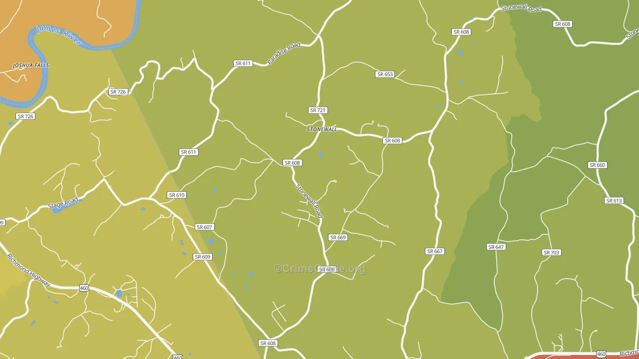 Stonewall, VA Map of Murder Rates