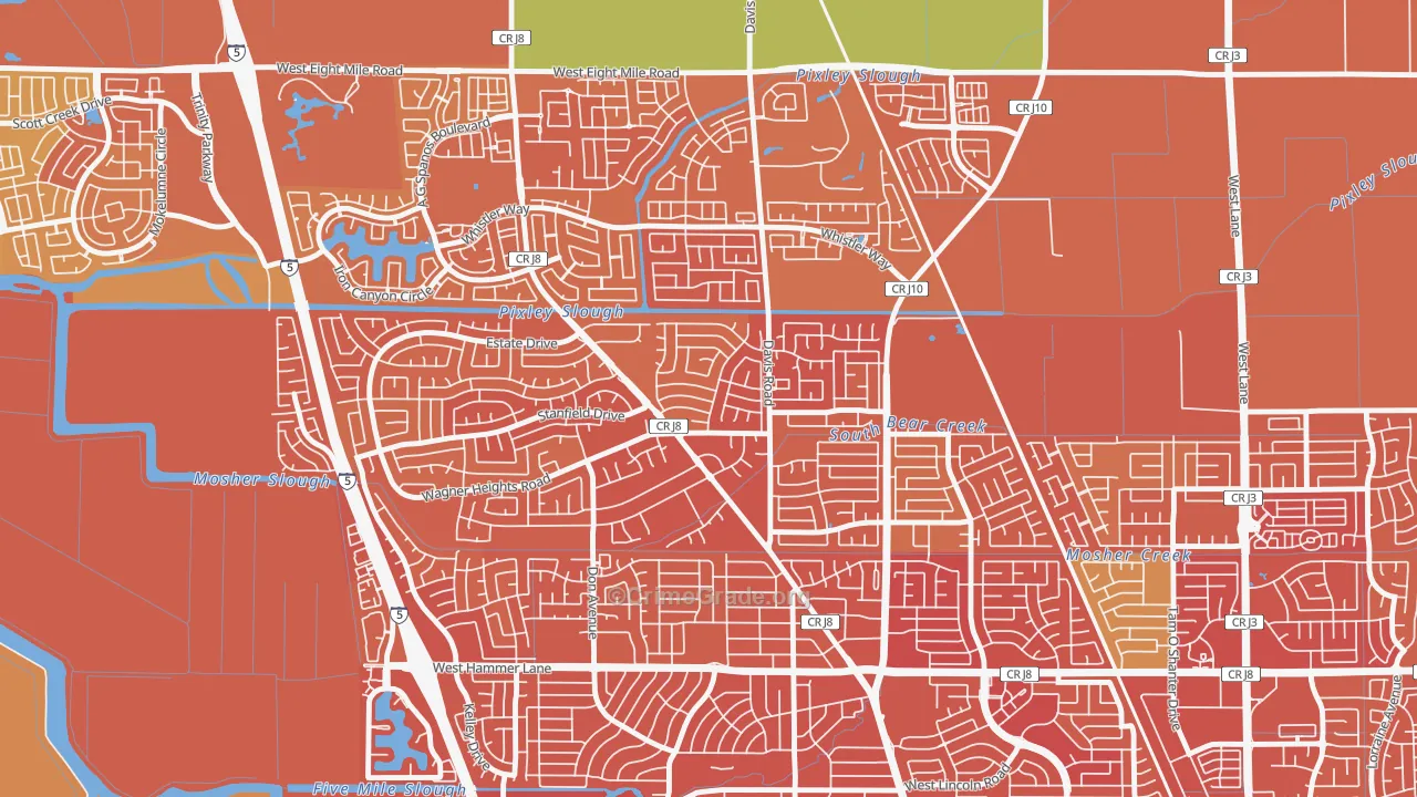 Stonewood, Stockton, CA Map of Murder Rates