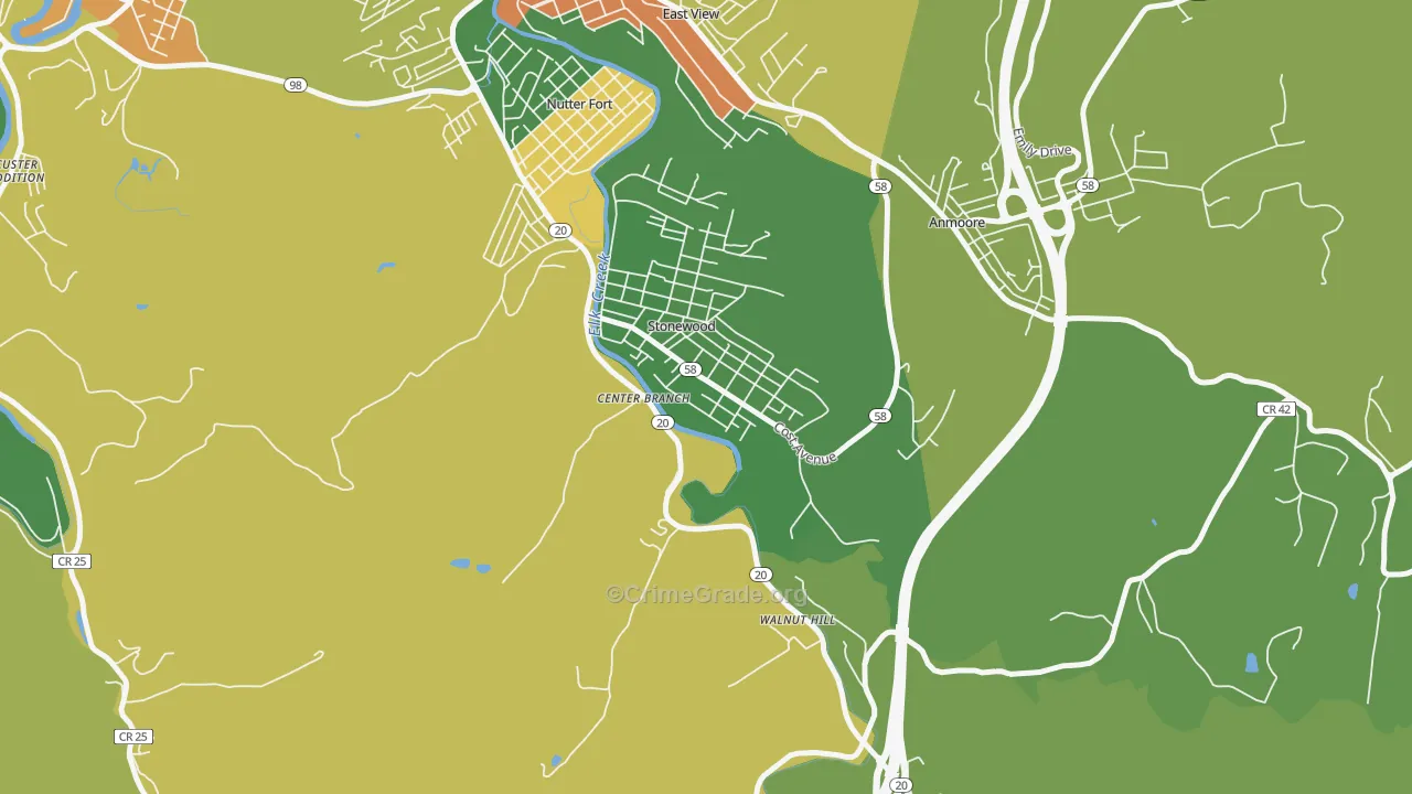 Stonewood, WV Map of Murder Rates