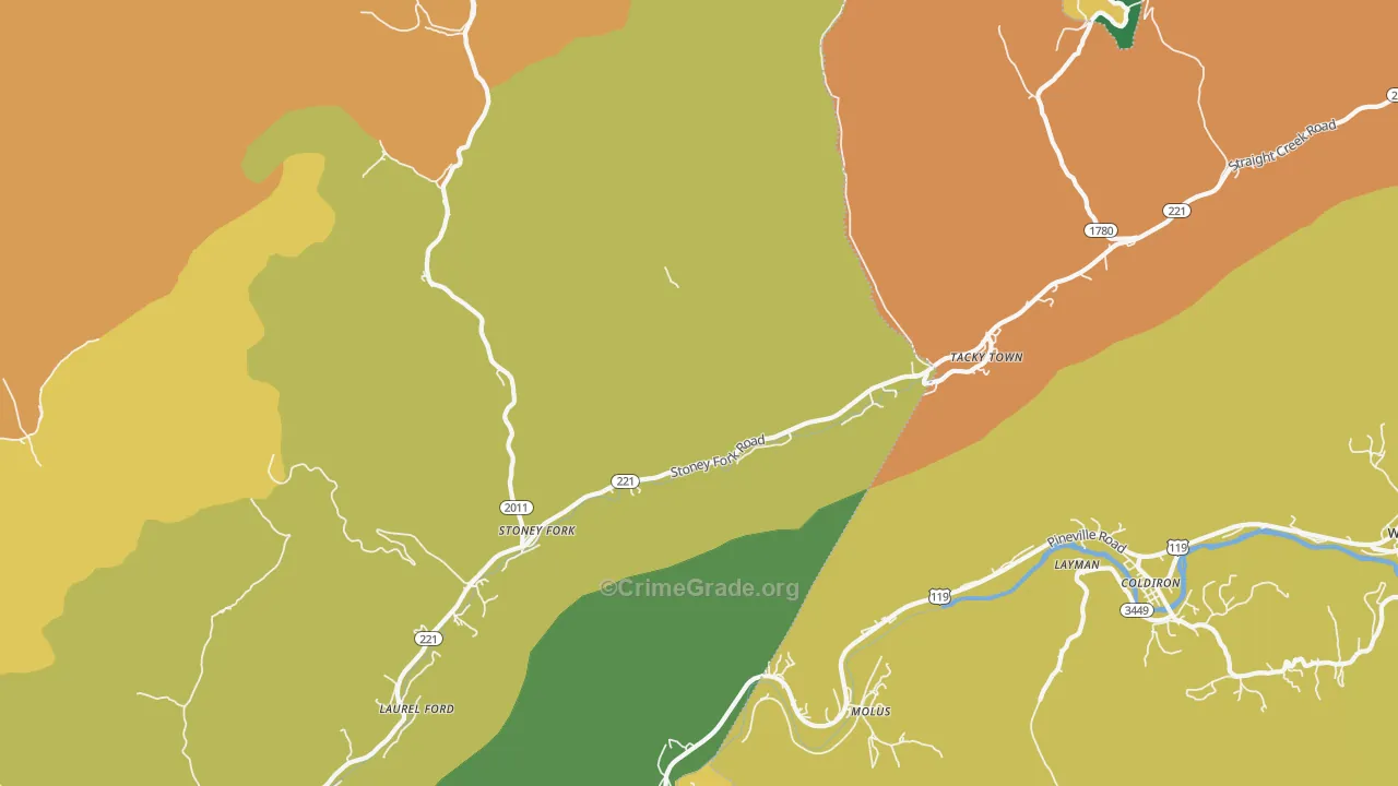 Stoney Fork, KY Map of Murder Rates