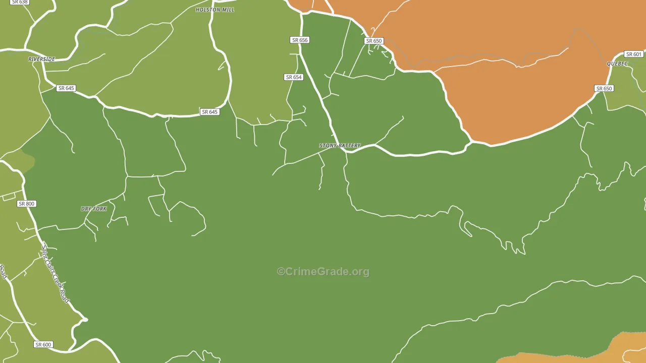 Stony Battery, VA Map of Murder Rates