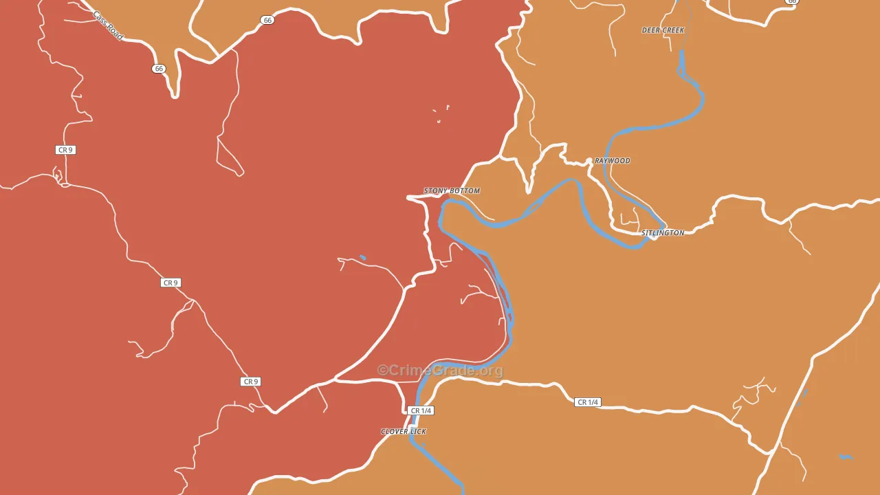 Stony Bottom, WV Map of Murder Rates