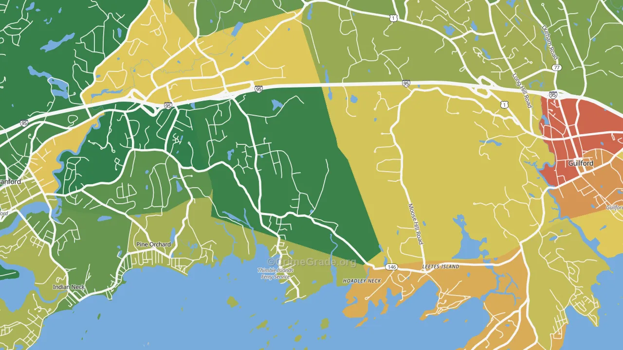 Stony Creek, CT Map of Murder Rates